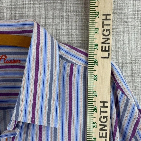 Alan Flusser Shirt Long Sleeve Button Down Mens XL striped 0200 - Picture 3 of 7